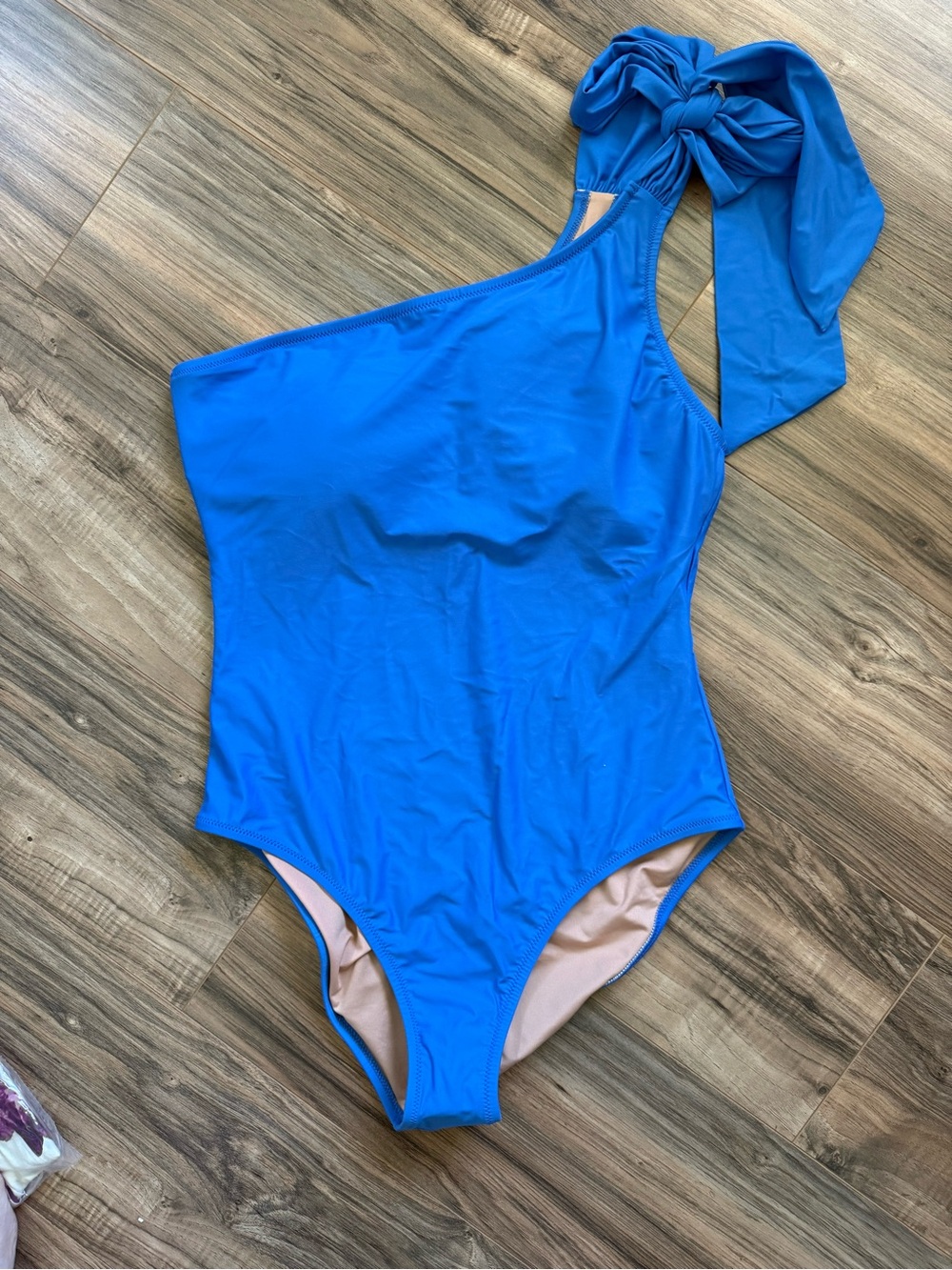 J. Crew Womans One-Shoulder Swimsuit in Bright Blue with Tie